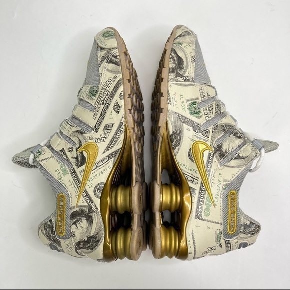 Rare Nike USA Money $100 Dollar Bills Gold Metallic Running Shox Sneakers Runner - Picture 7 of 17